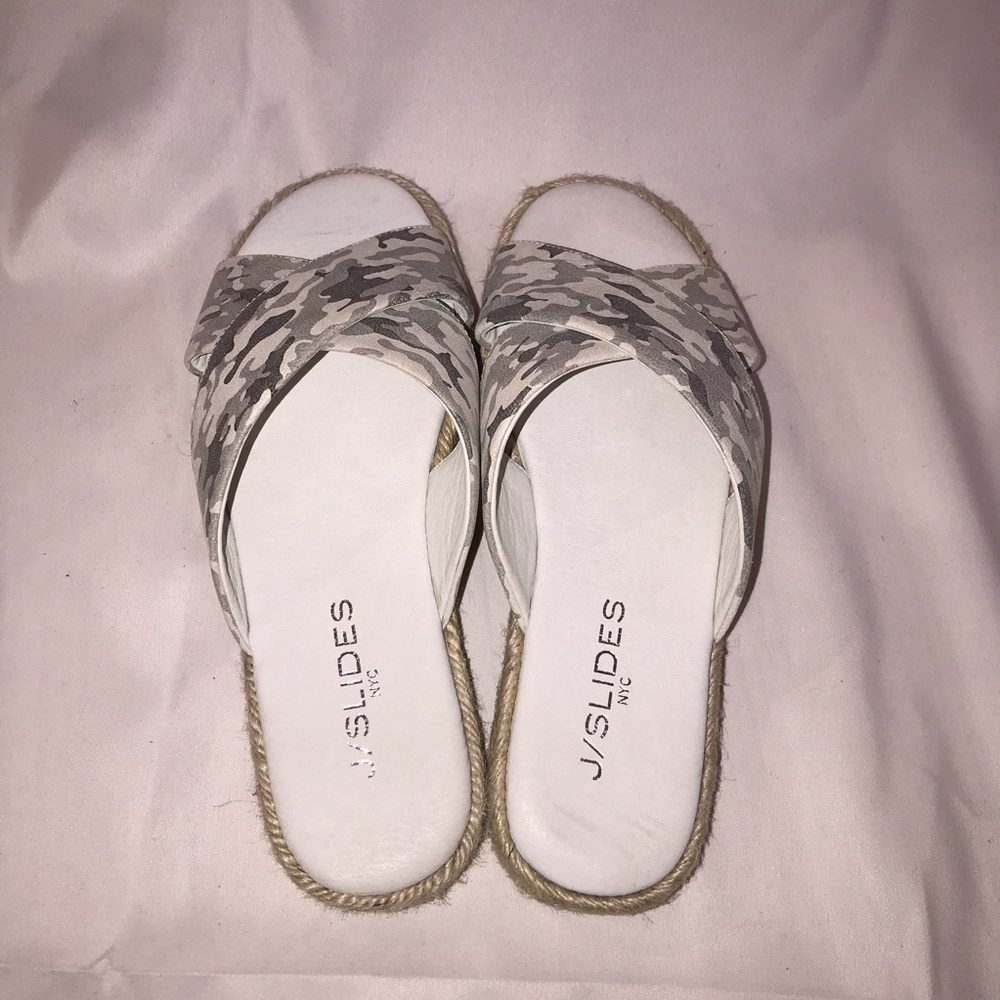J/Slides Reva Off White Camo Leather Slides - image 3